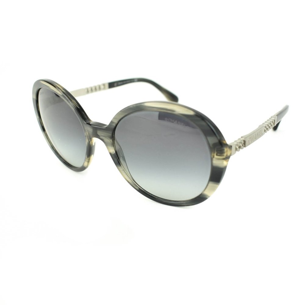 CHANEL: Gray "Horn" & "Chain" Logo Sunglasses (lc) - Picture 1 of 11